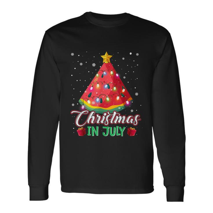 Watermelon Christmas Tree Christmas In July Summer Vacation Long Sleeve T-Shirt Gifts ideas