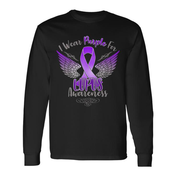 I Wear Purple For Lupus Awareness Tshirt Long Sleeve T-Shirt