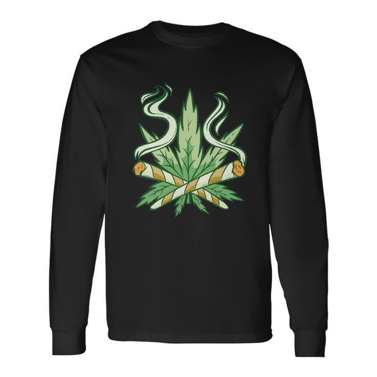 Weed Joint Cross Long Sleeve T-Shirt