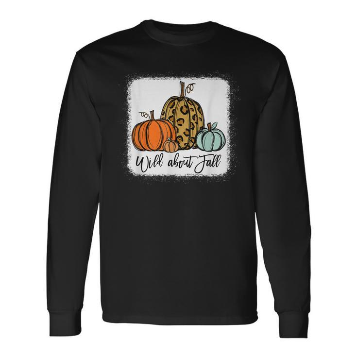 Wild About Fall Leopard Pumpkin Fall Vibes Hello Fall Autumn Men Women Long Sleeve T-Shirt T-shirt Graphic Print Gifts ideas