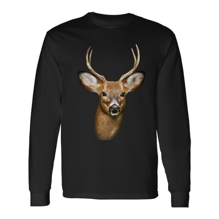 Wildlife Big Face Young Buck Deer Portrait Long Sleeve T-Shirt