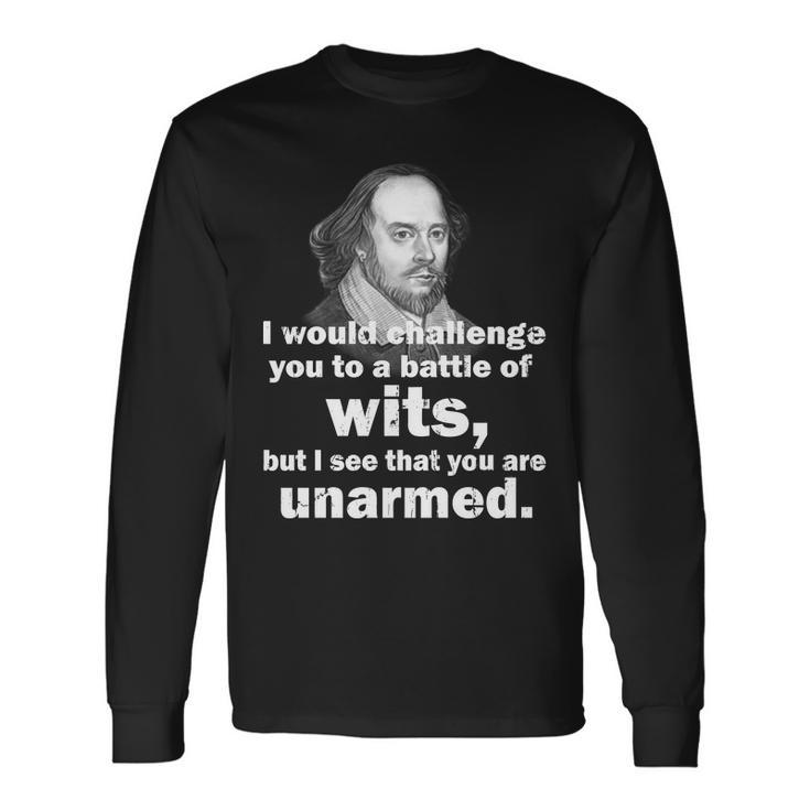 William Shakespeare Wits Quote Tshirt Long Sleeve T-Shirt Gifts ideas