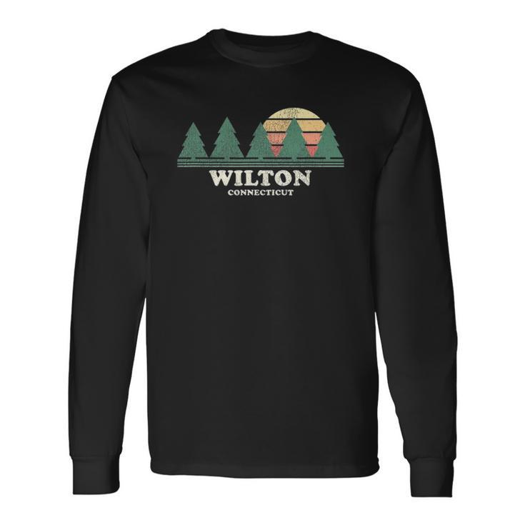 Wilton Ct Vintage Throwback Tee Retro 70S Long Sleeve T-Shirt Gifts ideas