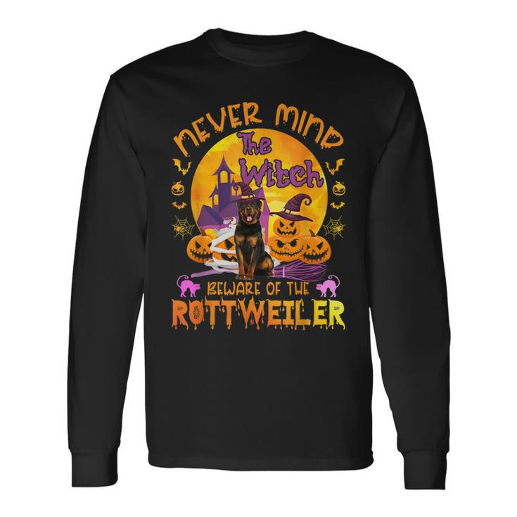 The Witch Beware Of The Rottweiler Halloween Long Sleeve T-Shirt