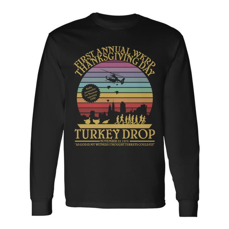 Wkrp Thanksgiving Turkey Drop Retro Tshirt Long Sleeve T-Shirt