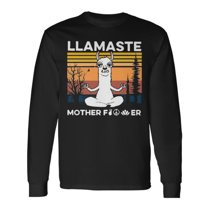 Yoga Llamaste Mother Fvcker Retro Vintage Mans Long Sleeve T-Shirt Gifts ideas