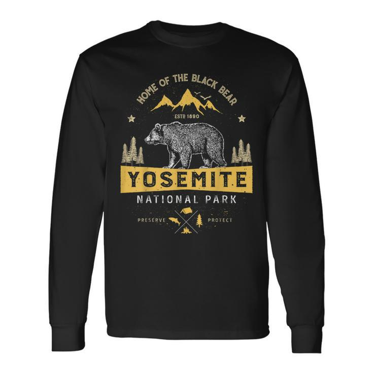 Yosemite National Park California Bear Vintage Long Sleeve T-Shirt
