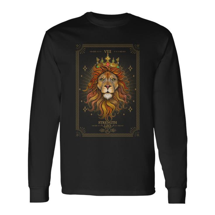 Zodiac Leo Lion Tarot Card Viii Strength Long Sleeve T-Shirt Gifts ideas
