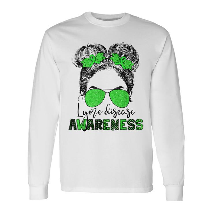 Lyme Disease Awareness Messy Hair Bun For Girl  Unisex Long Sleeve