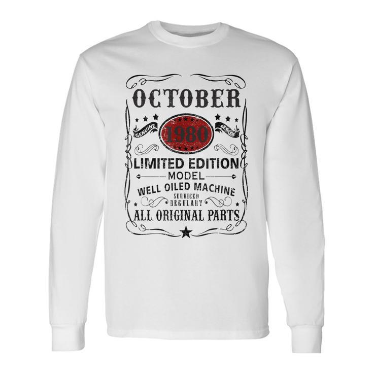42 Years Old Decoration October 1980 42Nd Birthday Men Women Long Sleeve T-Shirt T-shirt Graphic Print