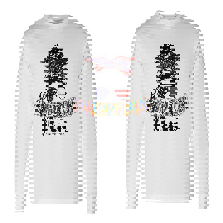 All American Mimi Messy Bun 4Th Of July Independence Day Long Sleeve T-Shirt