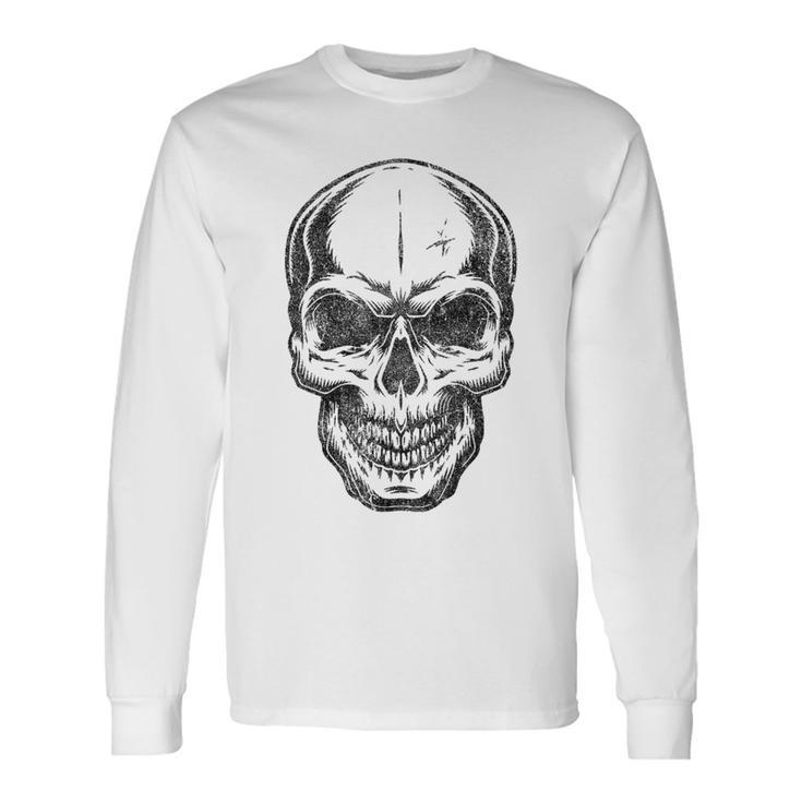 Angry Skeleton Scull Scary Horror Halloween Party Costume Long Sleeve T-Shirt