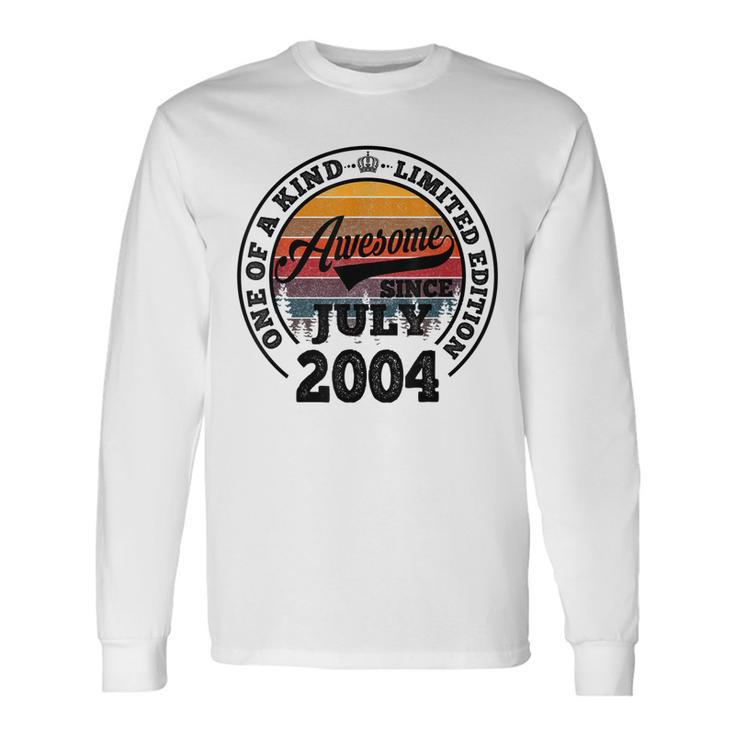 Awesome Since July 2004 18Th Birthday 18 Years Old Men Women Long Sleeve T-Shirt T-shirt Graphic Print