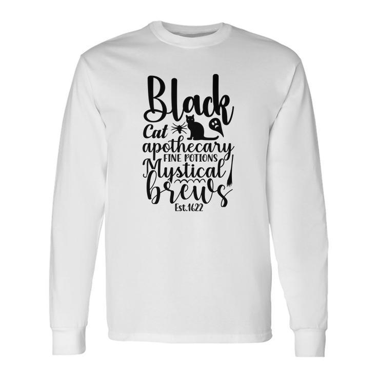 Black Cat Apothecary Fine Potions Mystical Brews Halloween Long Sleeve T-Shirt