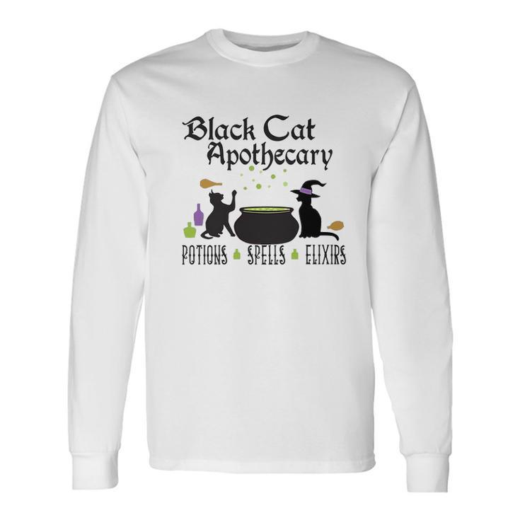 Black Cat Apothecary Halloween Potions Spells Elixers Long Sleeve T-Shirt