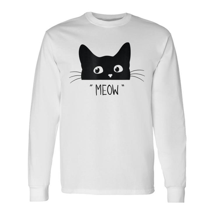 Black Cat Meow Cat Meow Kitty Cats Kitty Men Women Long Sleeve T-Shirt T-shirt Graphic Print