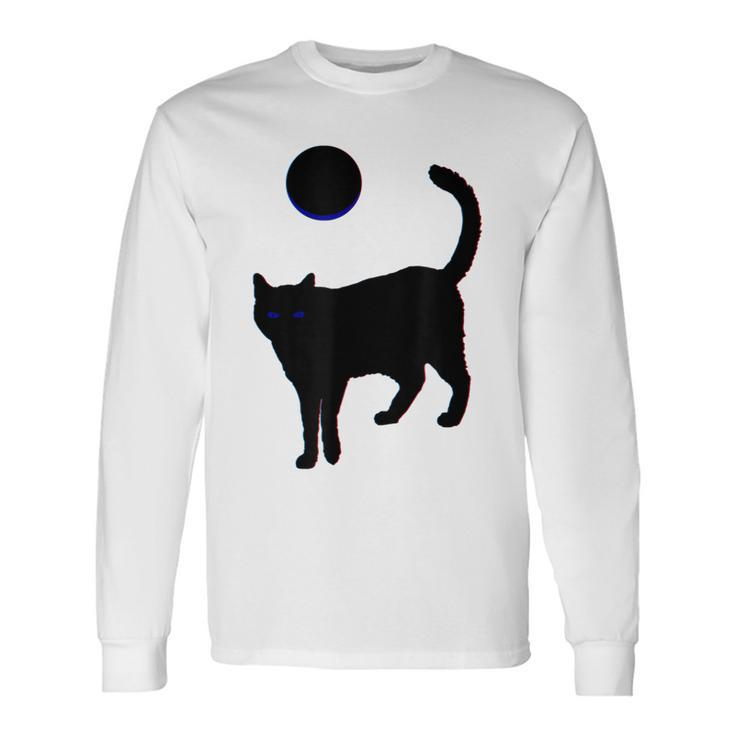 Black Cat Moon Halloween Long Sleeve T-Shirt