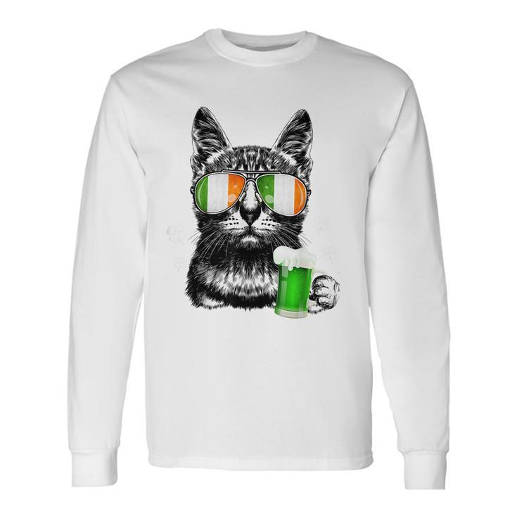 Black Cat St Patricks Day Tshirt Kitty Kitten Lover Drinking Men Women Long Sleeve T-Shirt T-shirt Graphic Print