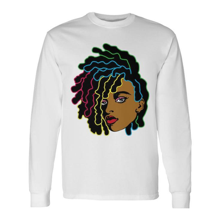 Black Woman African Afro Hair Cool Black History Month Long Sleeve T-Shirt