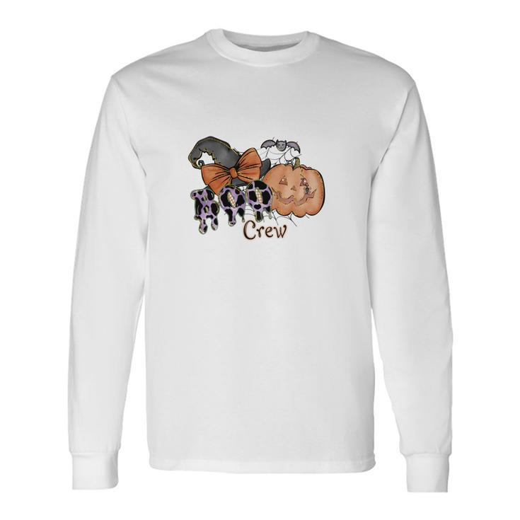 Boo Crew Pumpkin Gnomes Hat Bow Halloween Long Sleeve T-Shirt