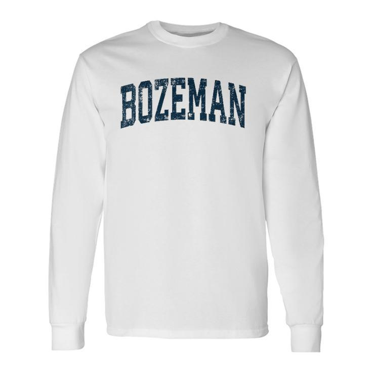 Bozeman Montana Mt Vintage Athletic Sports Navy Long Sleeve T-Shirt