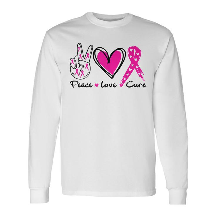 Breast Cancer Awareness Costume Pink Peace Love Cure Faith V5 Men Women Long Sleeve T-Shirt T-shirt Graphic Print