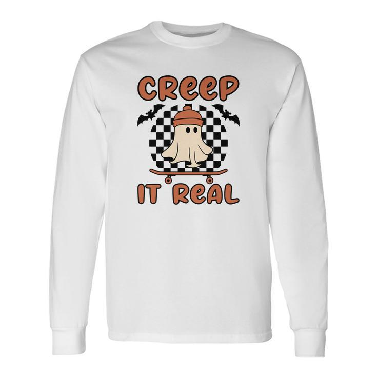 Creep It Real Boo Skateboarding Caro Halloween Long Sleeve T-Shirt