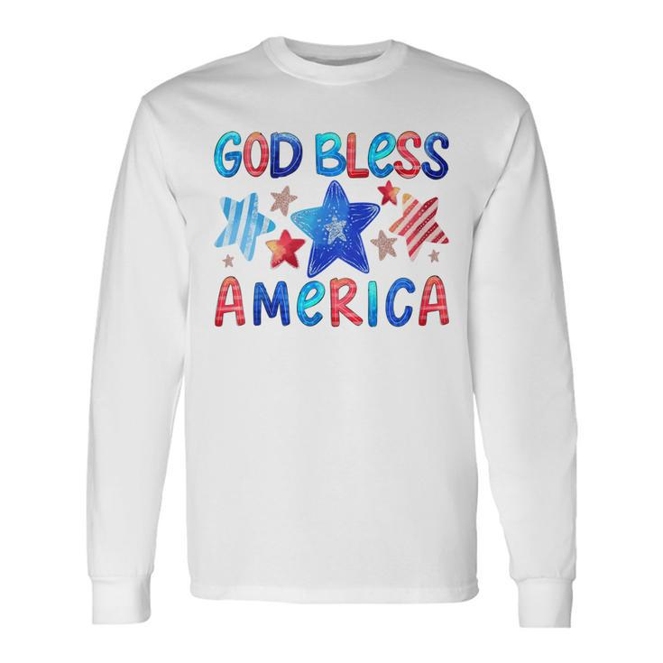 Cute American Flag Girls 4Th Of July God Bless America Long Sleeve T-Shirt