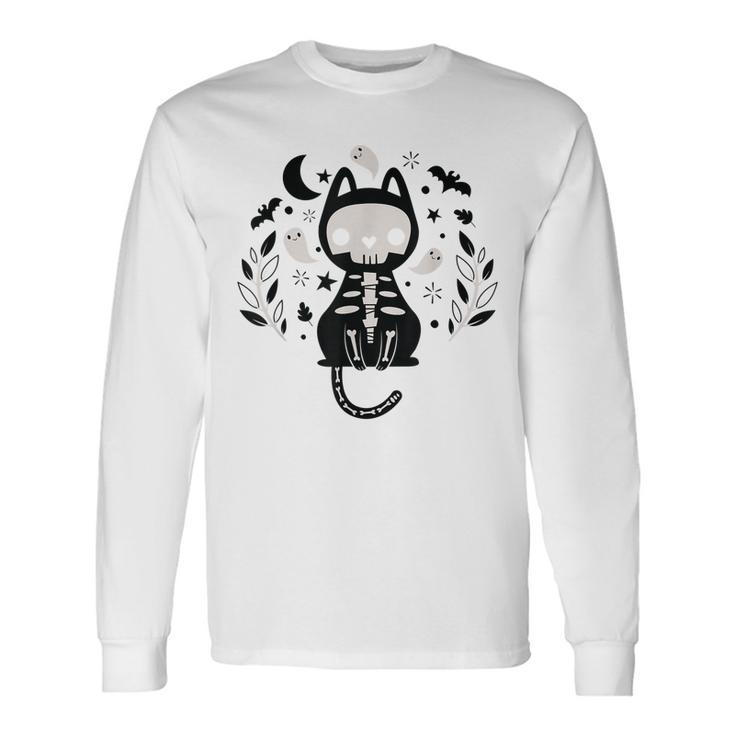 Cute Retro Black Cat Fall Halloween Long Sleeve T-Shirt
