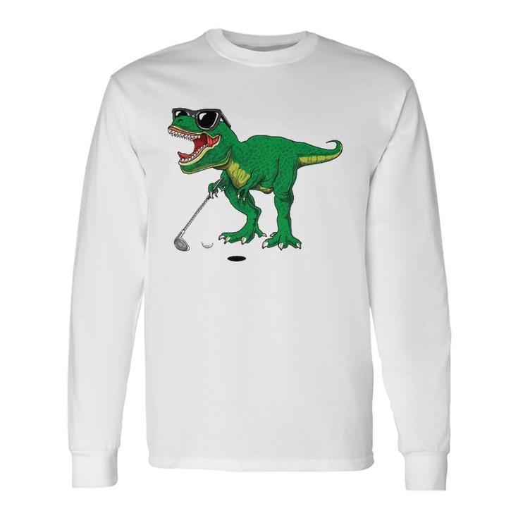 Cuterex Dinosaur Boys Golfing Lover Trex Dino Golf Long Sleeve T-Shirt T-Shirt