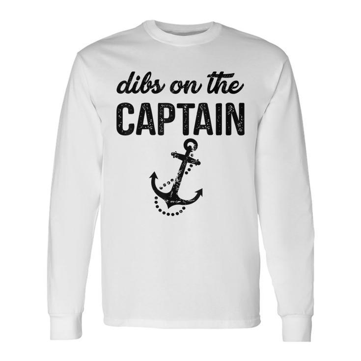 Dibs On The Captain Retro Anchor Captain Wife Long Sleeve T-Shirt