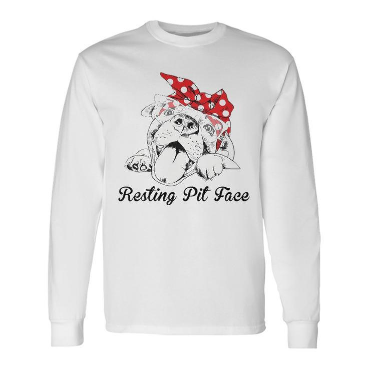 Dog Pitbull Resting Pit Face For Dogs Long Sleeve T-Shirt