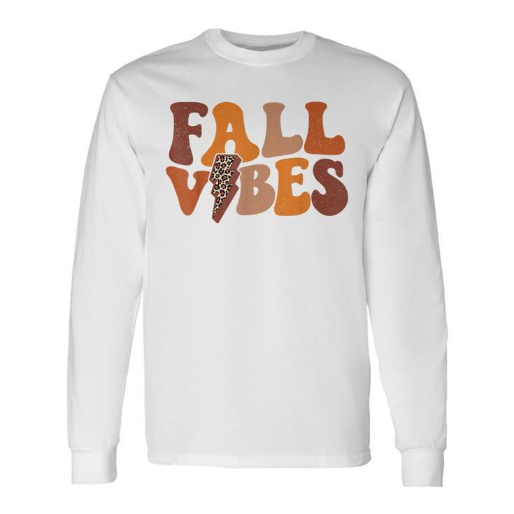 Fall Vibe Vintage Groovy Fall Season Retro Leopard Men Women Long Sleeve T-Shirt T-shirt Graphic Print