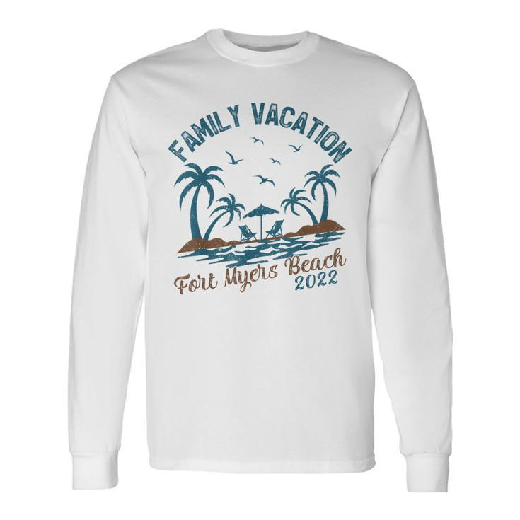 Family Vacation 2022 Palm Tree Florida Fort Myers Beach Long Sleeve T-Shirt