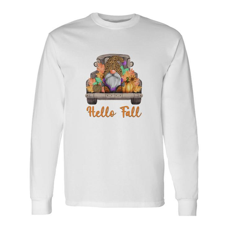 Gnomes Hello Fall Season Sweater Weather Men Women Long Sleeve T-shirt Graphic Print Unisex