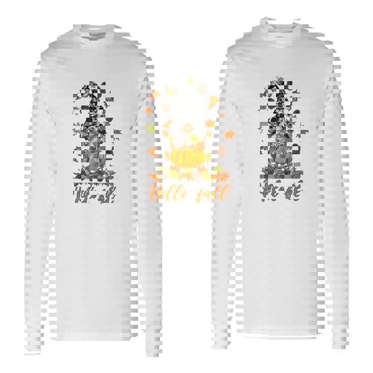 Gnomes Hello Fall Things Best Gift Men Women Long Sleeve T-shirt Graphic Print Unisex