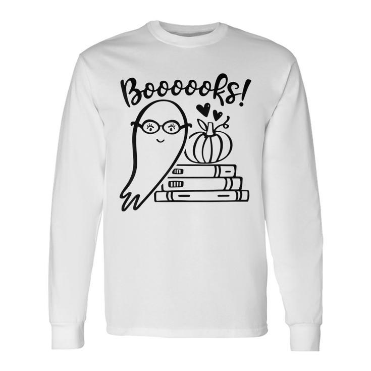 Halloween Booooks Ghost Reading Books Girls Boys Long Sleeve T-Shirt