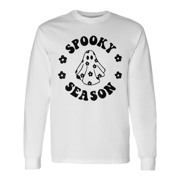 Halloween Ghost Vintage Groovy Trick Or Treat Spooky Vibes Long Sleeve T-Shirt