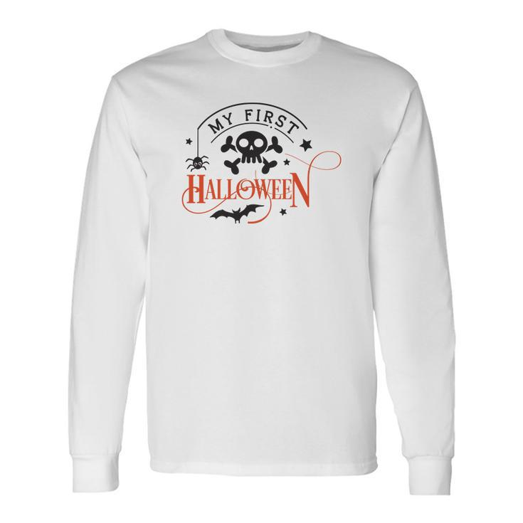 Halloween My First Halloweenblack And Orange Men Women Long Sleeve T-shirt Graphic Print Unisex