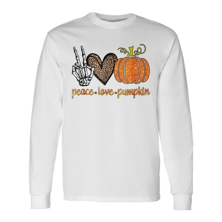 Halloween Peace Love Pumpkin Fall Girls V2 Men Women Long Sleeve T-Shirt T-shirt Graphic Print