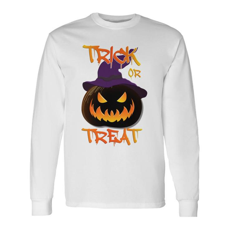 Halloween Pumpkin Trick Or Treat Costume Fancy Dress Men Women Long Sleeve T-Shirt T-shirt Graphic Print