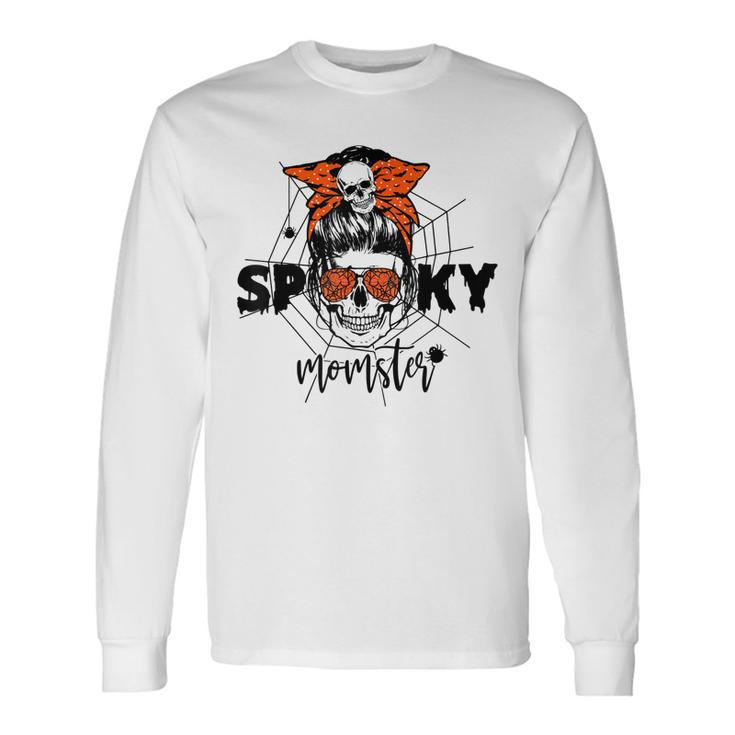 Halloween Spooky Momster Skull Mama Costume For Mom Long Sleeve T-Shirt