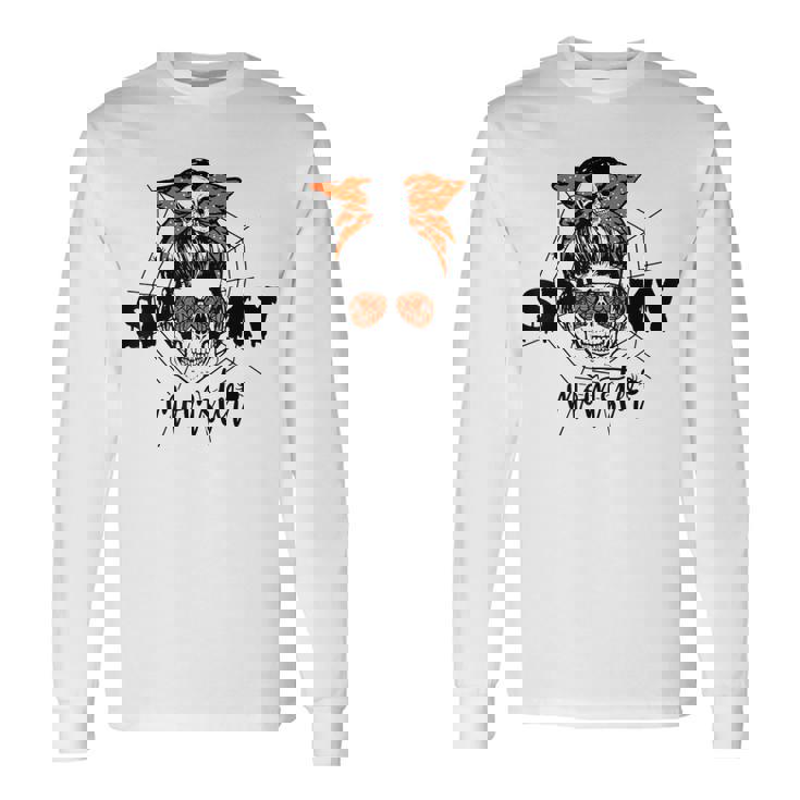 Halloween Spooky Momster Skull Mama Costume For Mom Long Sleeve T-Shirt
