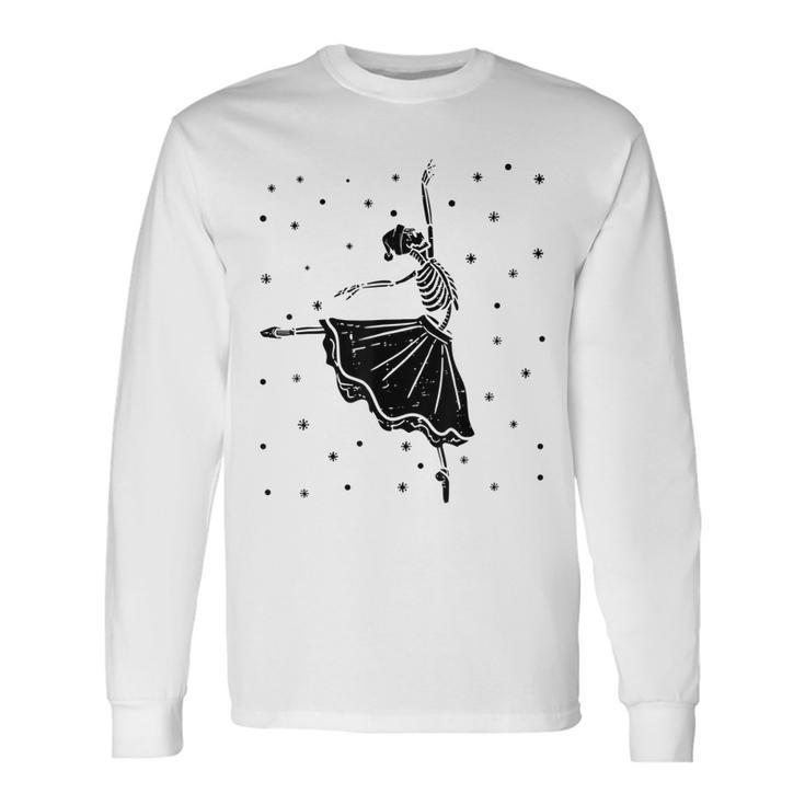 Happy Halloween Dancing Ballet Skeleton Ballerina Long Sleeve T-Shirt