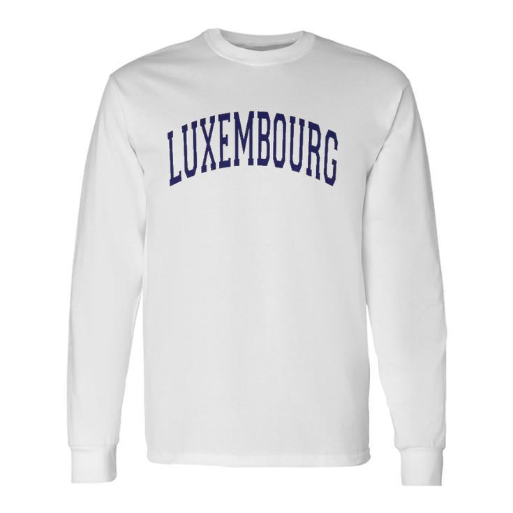 Luxembourg Varsity Style Navy Blue Text Unisex Long Sleeve