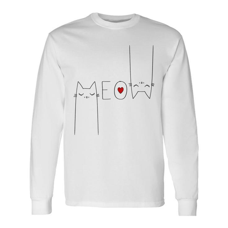 Meow Cat Meow Kitty Cats Lover Men Women Long Sleeve T-Shirt T-shirt Graphic Print