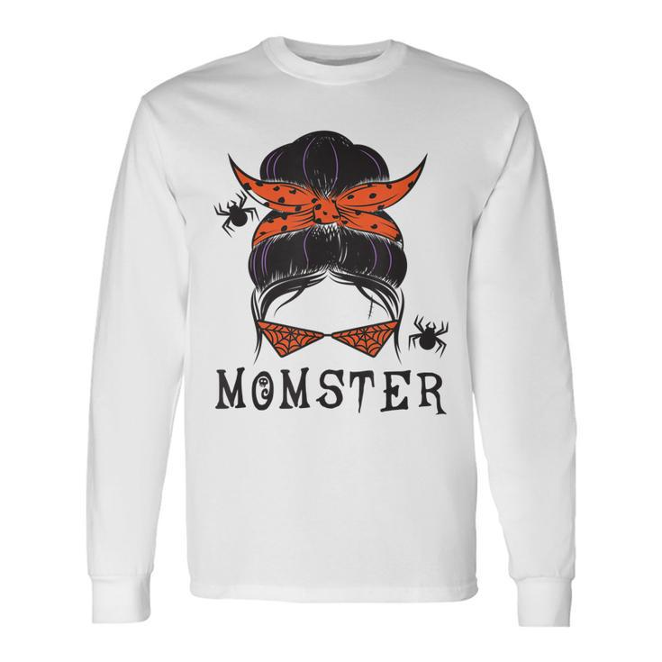 Momster Halloween Witch Spider Cute Momster Glass Long Sleeve T-Shirt