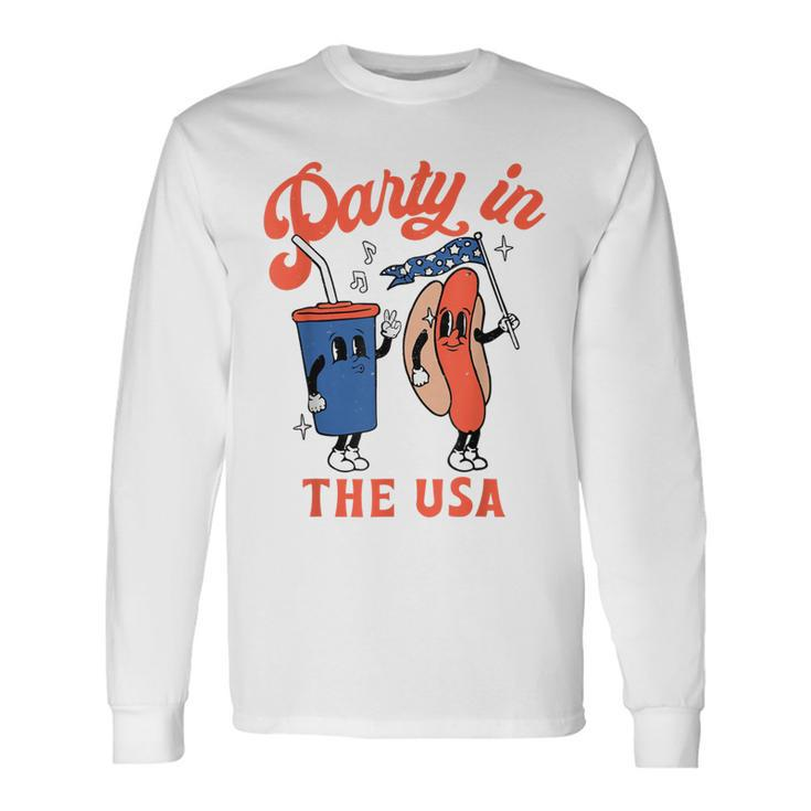 Party In The Usa Hot Dog Fourth Of July Long Sleeve T-Shirt