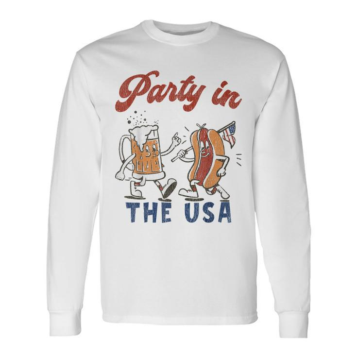 Party In The Usa Hot Dog Love Usa Fourth Of July Long Sleeve T-Shirt