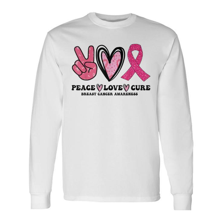 Peace Love Cure Pink Ribbon Cancer Breast Awareness V5 Men Women Long Sleeve T-Shirt T-shirt Graphic Print